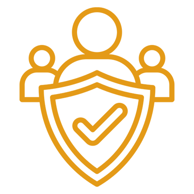 03 People and shield with a check mark.