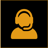 Frame 110 Icon of person with headset on black.
