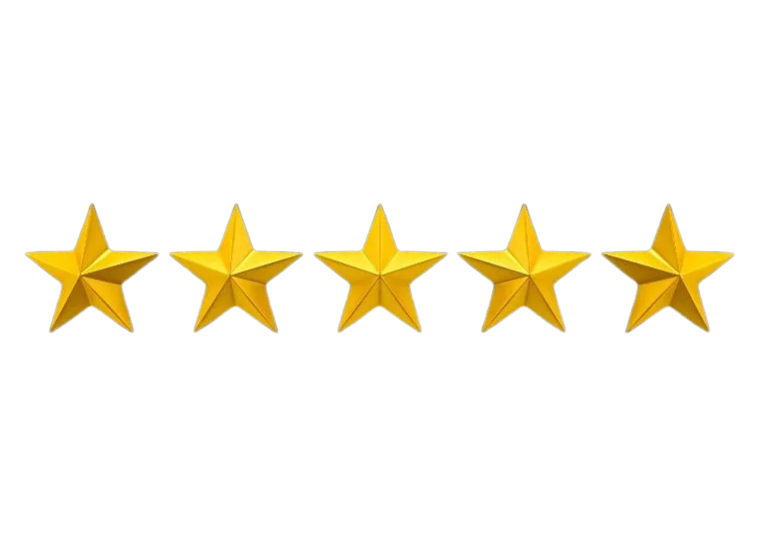 Row of five shiny gold rating stars