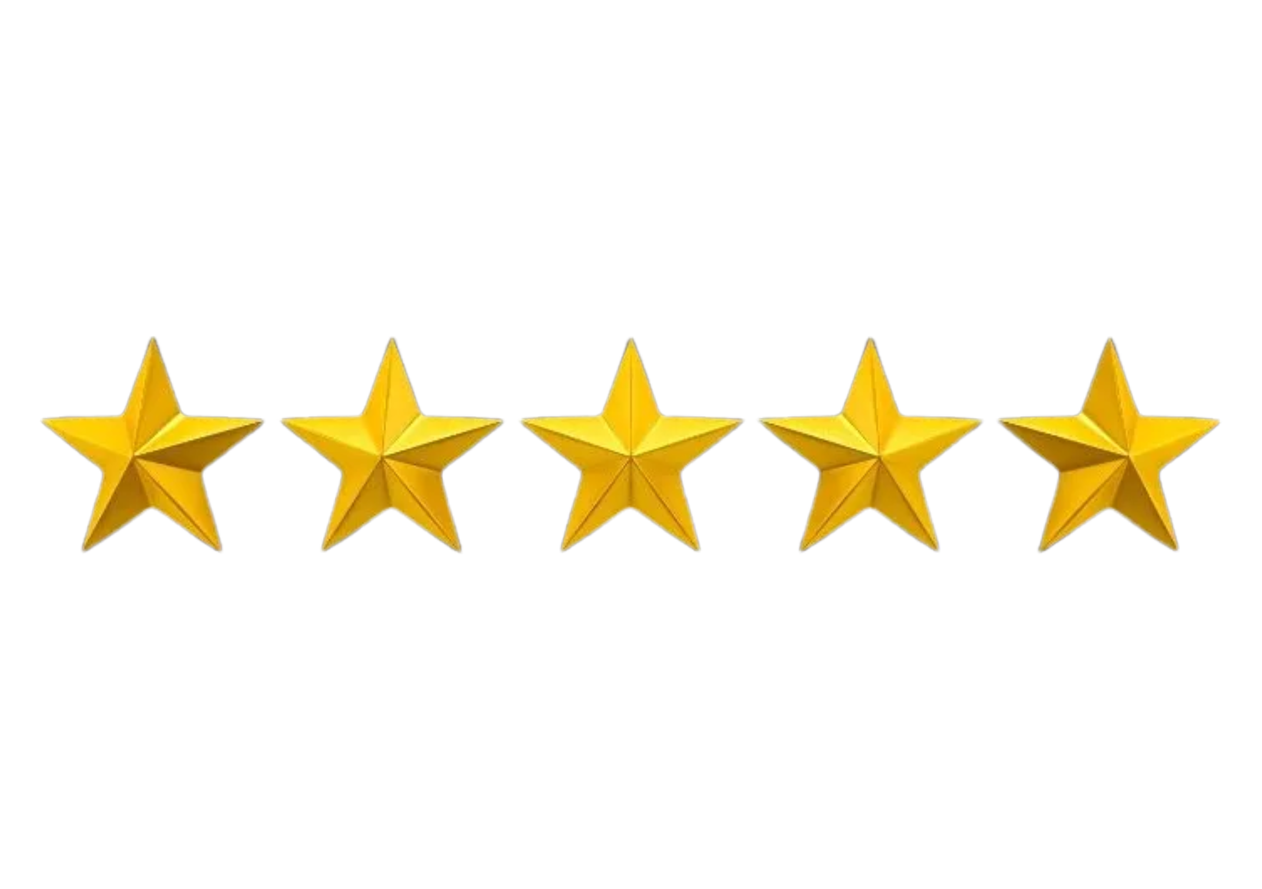 Row of five shiny gold rating stars