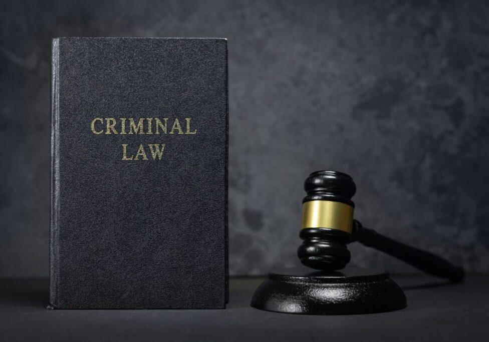 Criminal law book and judge's gavel.